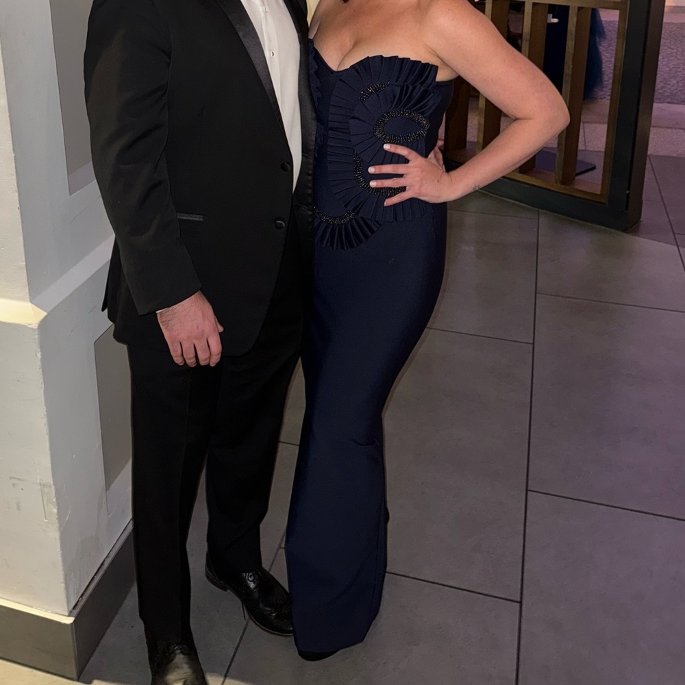 Fashion Nova Jade Beaded Strapless Babdage Dress